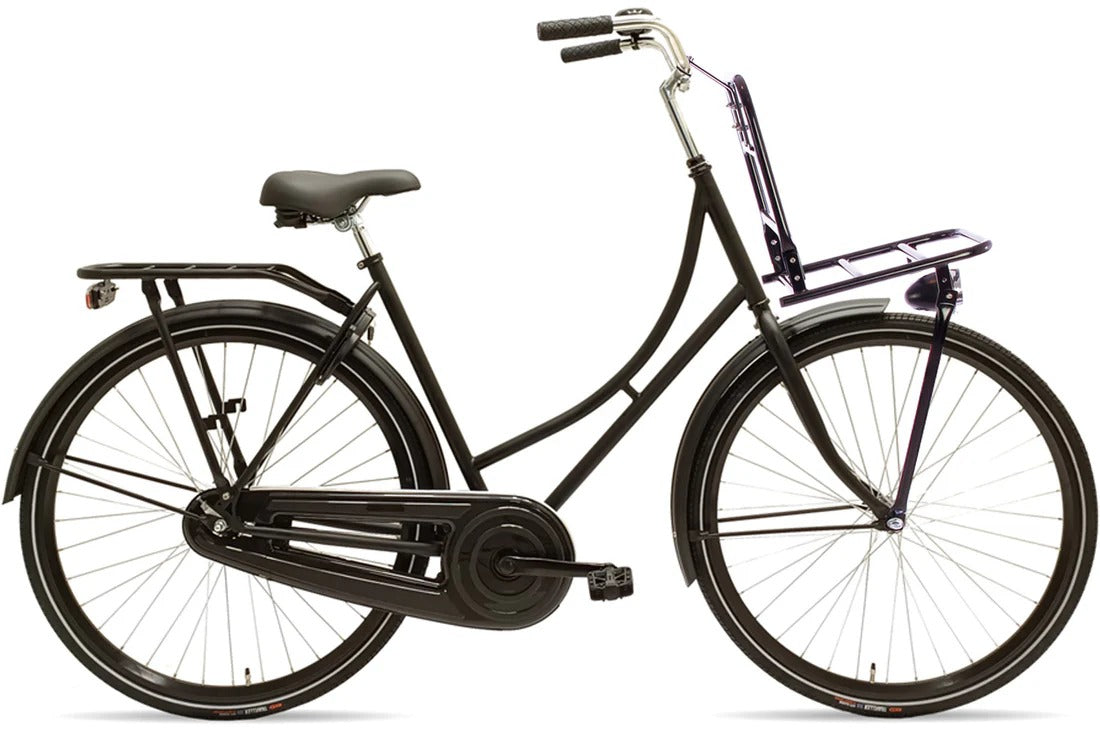 Omafiets Plus Deluxe Mat-zwart 28 Inch