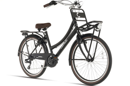 Cargo Meisjesfiets 24 inch - 7 Versnellingen - Mat-Zwart