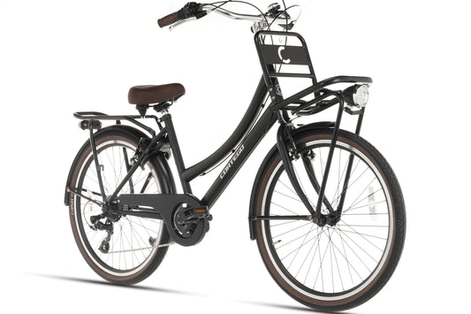 Cargo Meisjesfiets 24 inch - 7 Versnellingen - Mat-Zwart