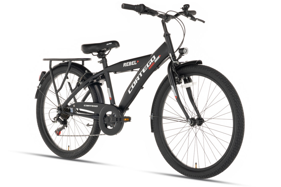 Rebel Boys' Bike 24 Inch Black - 6 Gears